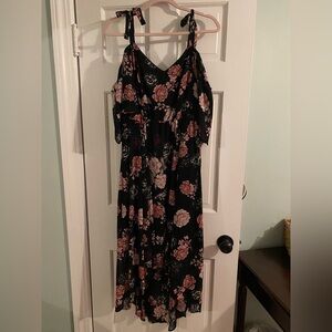 Torrid Black and Pink Floral High Low Dress